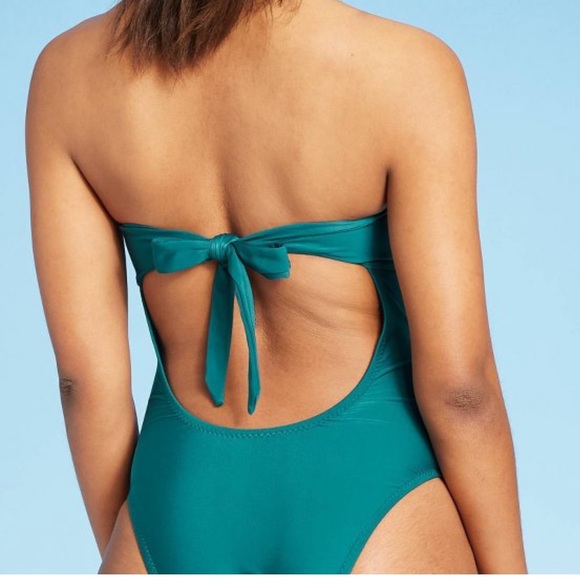 NWT  Women’s Bandeau Tie Back One Piece Swimsuit - Picture 2 of 5